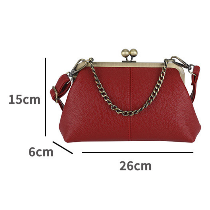 Black Retro Women's Shell Handbag - European Style Clip Lock Closure PU view 6