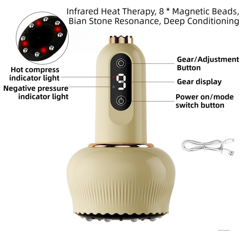 3-in-1 Portable Electric Gua Sha Meridian Cupping Massager Tool With 4 Cupping view 2