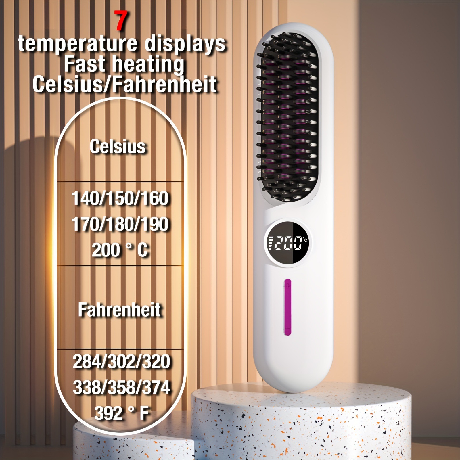 S01 White Cordless Hair Straightener Brush - 2-in-1 Curling & Straightening view 3