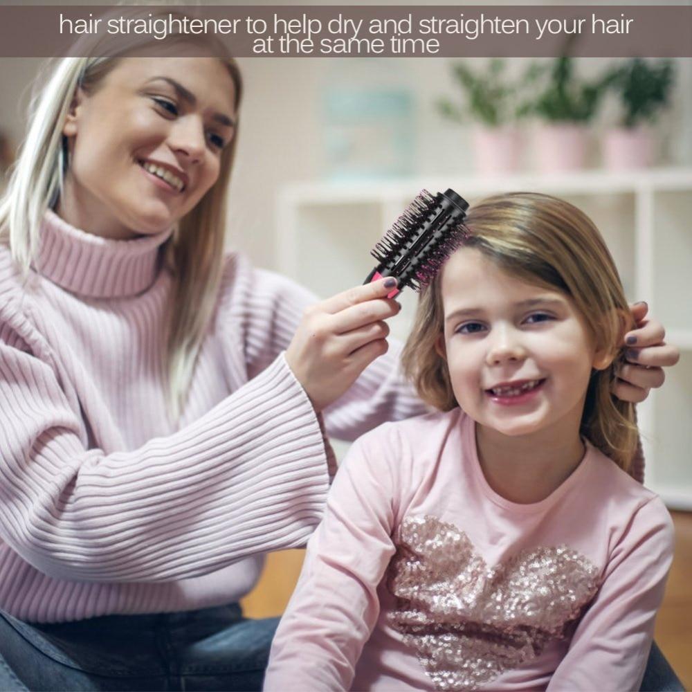 2-in-1 Black-Pink Negative Ion Hot Air Styler Brush - 7-Level Temp & 3-Gear Speed view 5