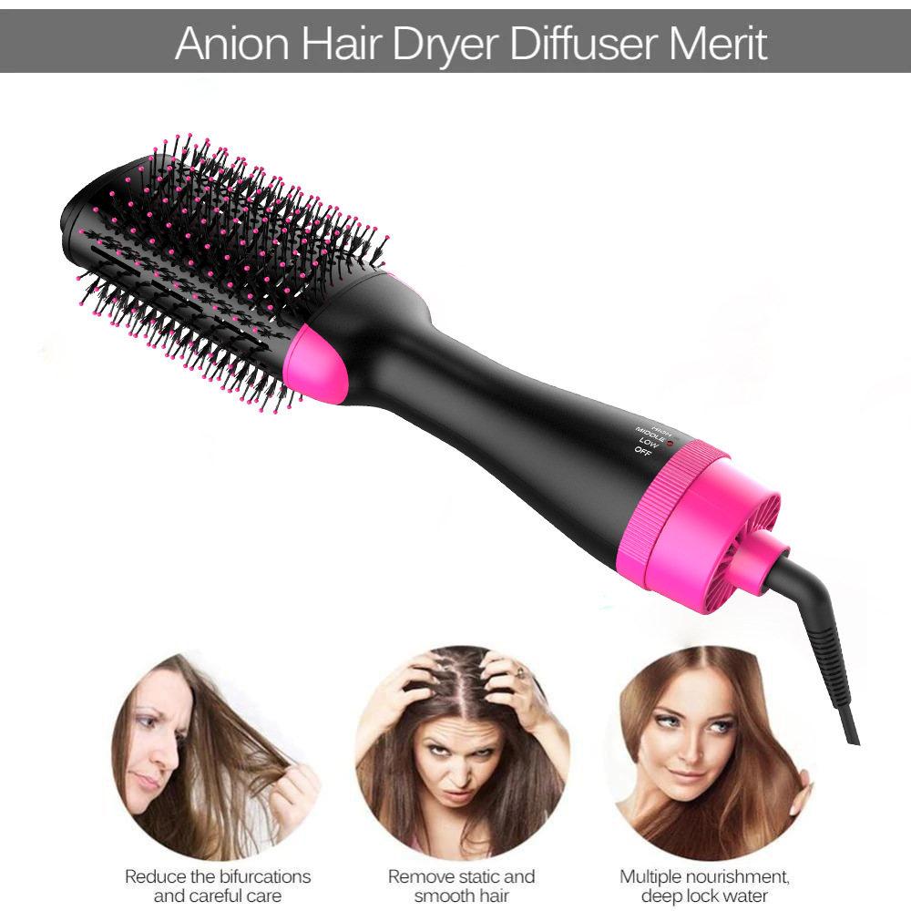 2-in-1 Black-Green Negative Ion Hot Air Styler Brush - 7-Level Temp & 3-Gear Speed view 4