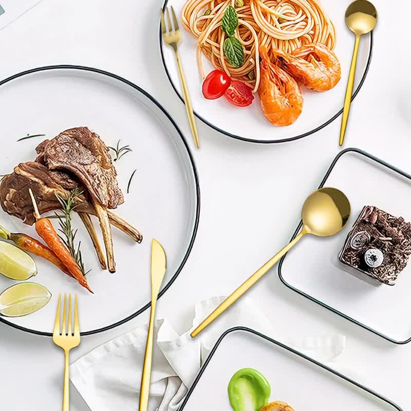 30-Piece Gold Portuguese Style Cutlery Set - Mirror Polished 410 Stainless view 4