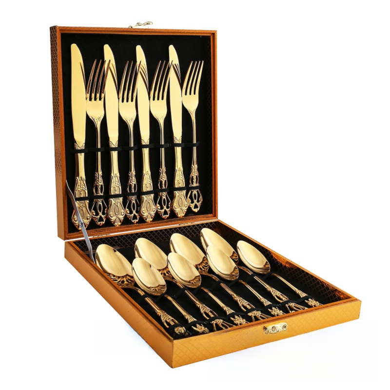 4Set / 16PCS Gold Royal Court Cutlery Set - Vintage Hollow Engraved 410