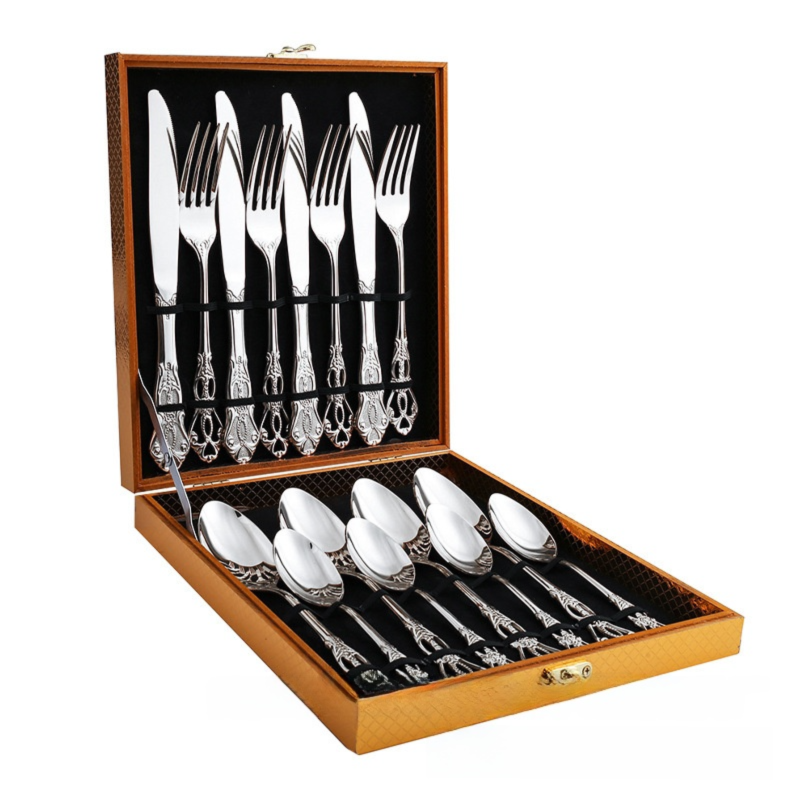 4Set / 16PCS Silver Royal Court Cutlery Set - Vintage Hollow Engraved 410