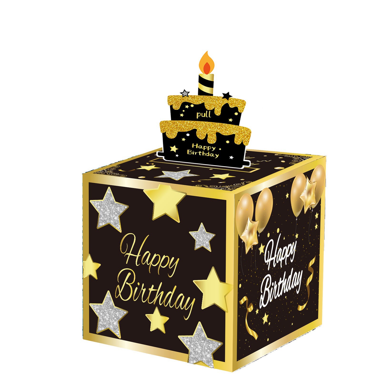 02 Black-Gold Christmas Surprise Money Pull Box - Double-Layer Digital Design view 2