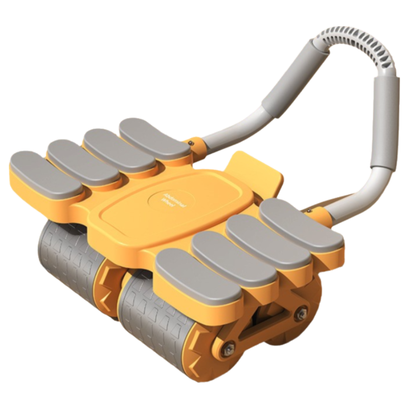 Orange 4-Wheel Automatic Rebound Ab Roller with 8 Elbow Support - Core Trainer