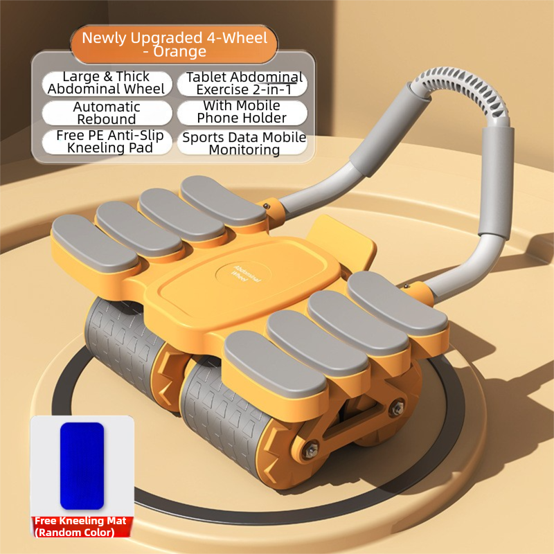 Orange 4-Wheel Automatic Rebound Ab Roller with 8 Elbow Support - Core Trainer view 5
