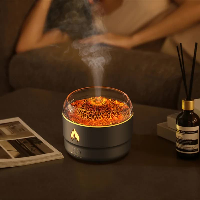 167 Black Simulation Volcano Diffuser & Humidifier - Smart Timer Ultrasonic