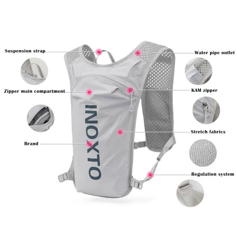 Grey-Blue 5L Ultra-Light Hydration Running Vest - Quick-Dry Trail Running & view 3