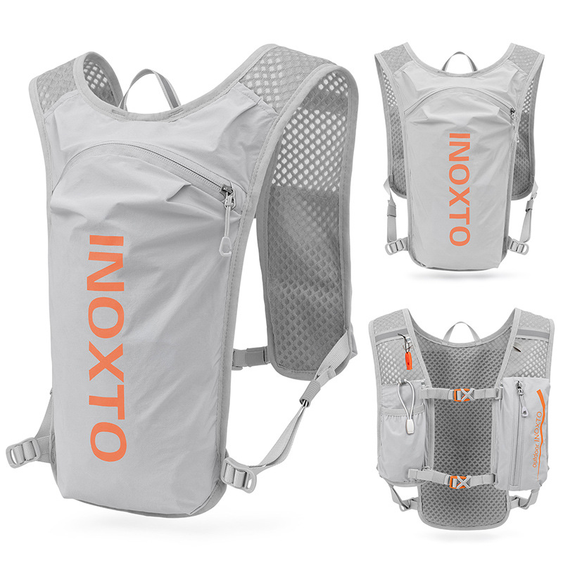 Grey-Orange 5L Ultra-Light Hydration Running Vest - Quick-Dry Trail Running &
