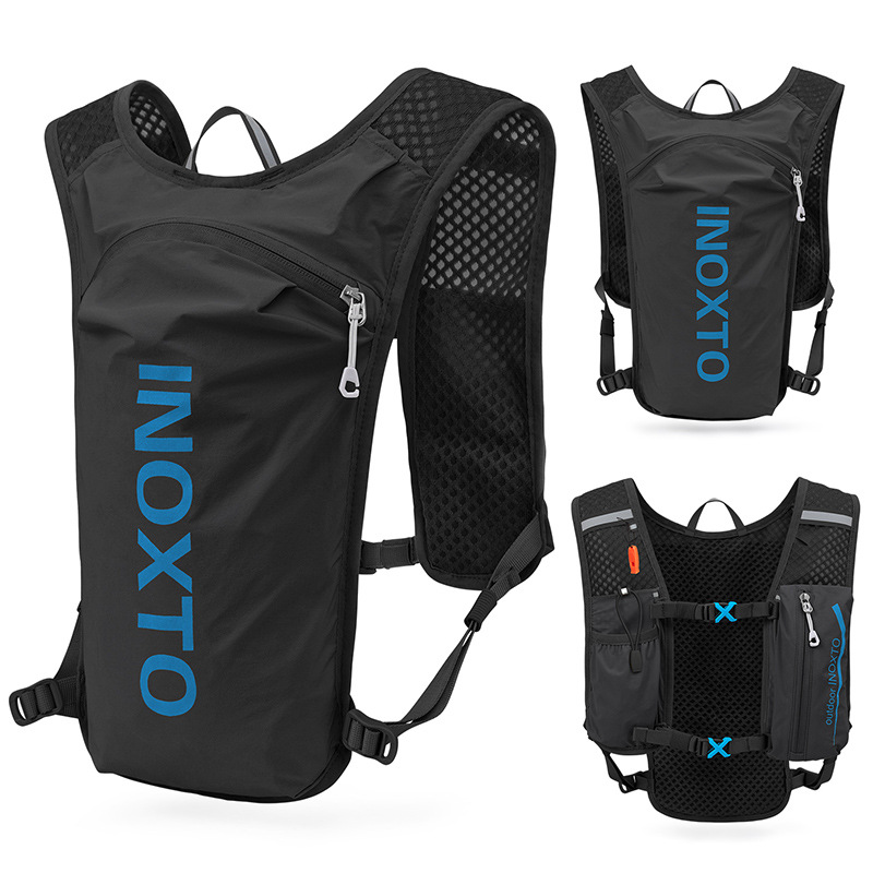 Black-Blue 5L Ultra-Light Hydration Running Vest - Quick-Dry Trail Running &