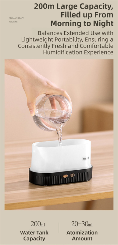 Black 3D Simulation Flame Aroma Diffuser & Humidifier - Ultrasonic Desktop view 7