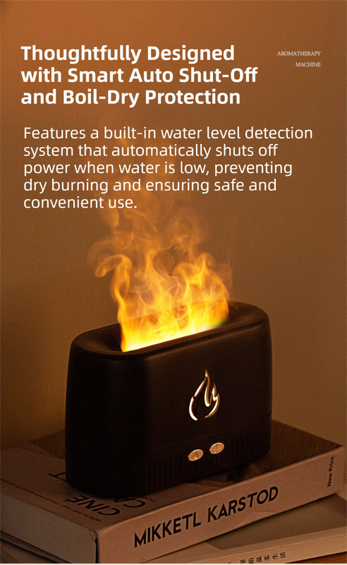 Black 3D Simulation Flame Aroma Diffuser & Humidifier - Ultrasonic Desktop view 9