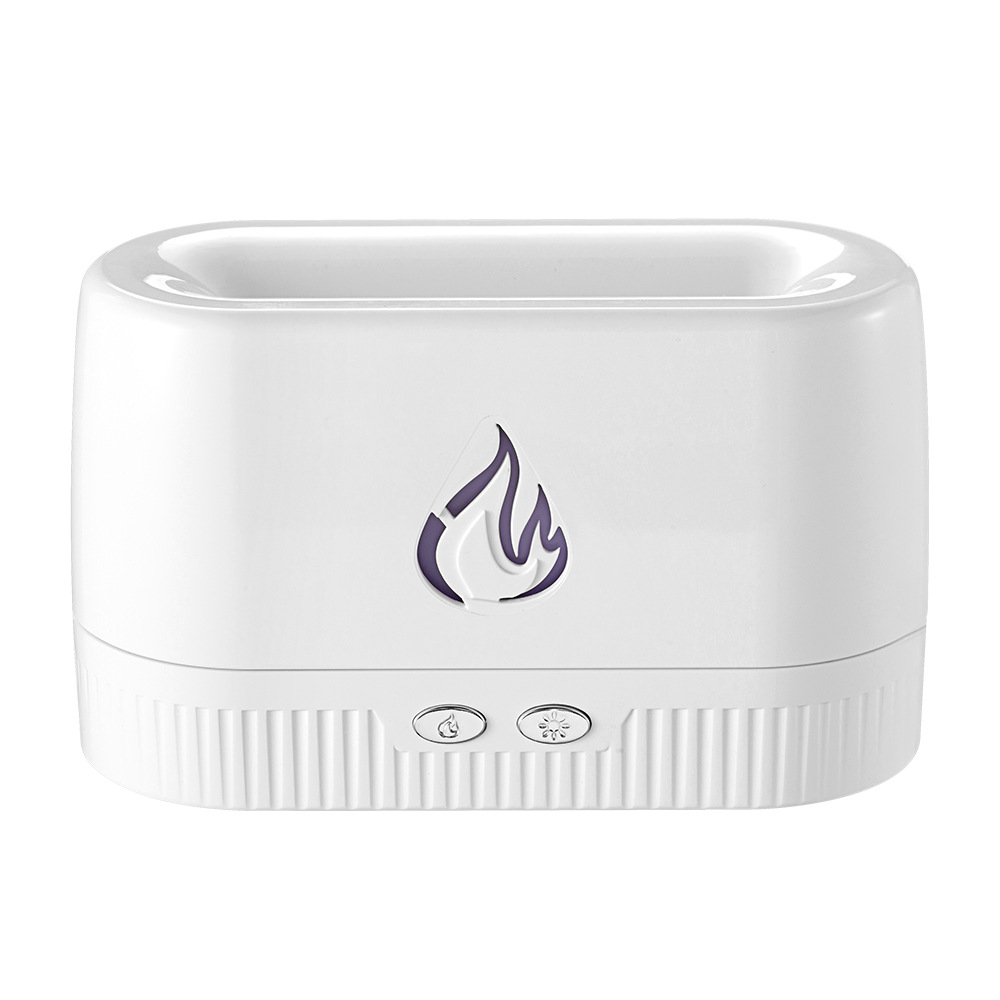 White 3D Simulation Flame Aroma Diffuser & Humidifier - Ultrasonic Desktop