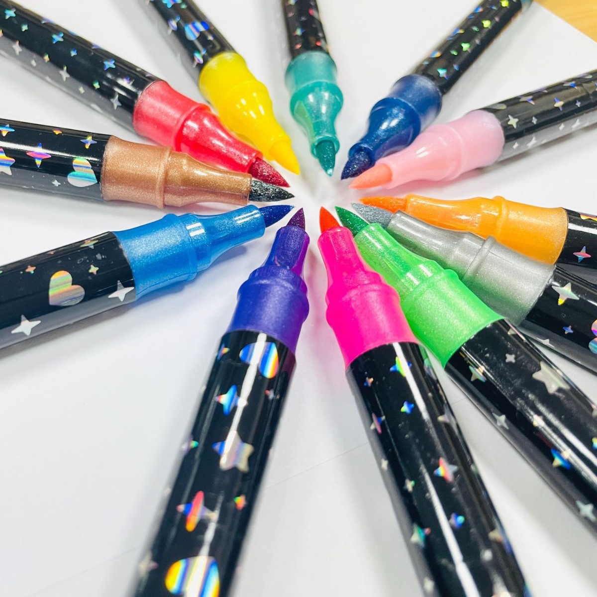 36 Pack Dual-Tip Glitter Flash Marker Pens - 72 Color Soft Brush & Fine Tip Set view 2