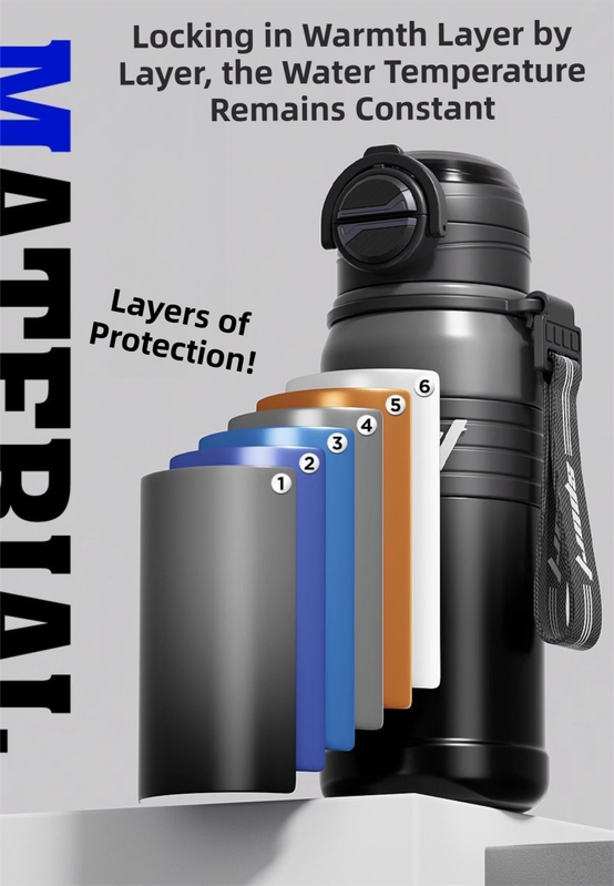2-Pack Black 680ml Large Capacity Sports Insulated Tumbler - 316 Stainless view 5
