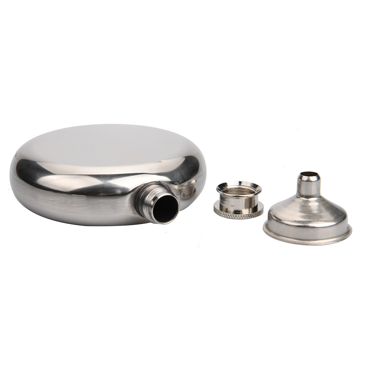 2-Pack Portable 5OZ Mirror Finish Round Hip Flask for Outdoor & Travel view 2