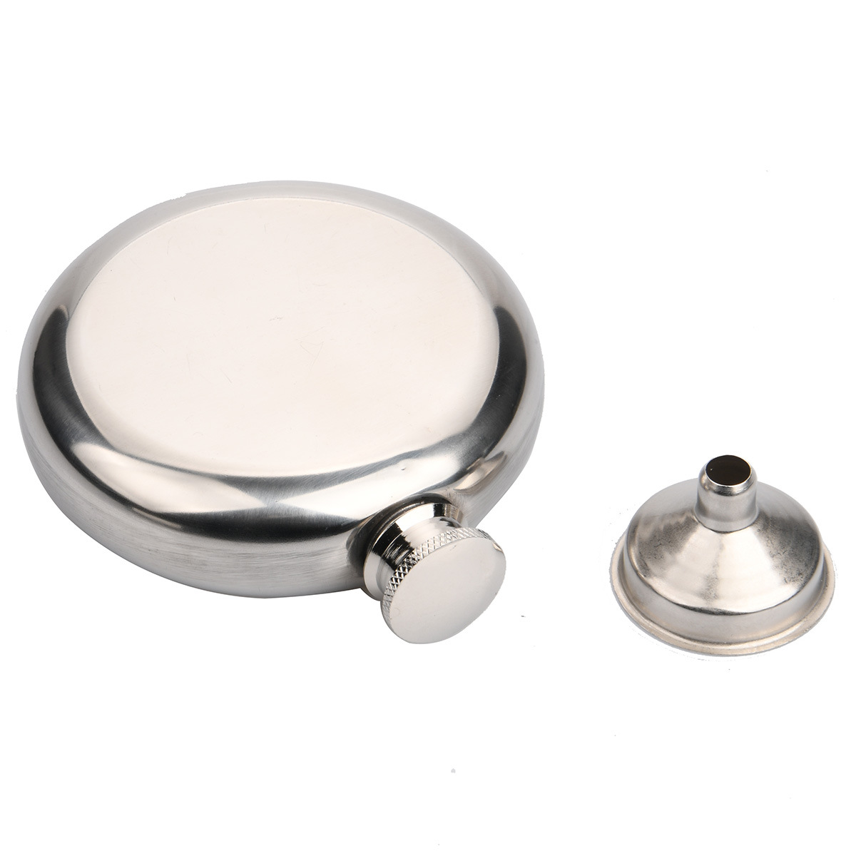 2-Pack Portable 5OZ Mirror Finish Round Hip Flask for Outdoor & Travel view 3