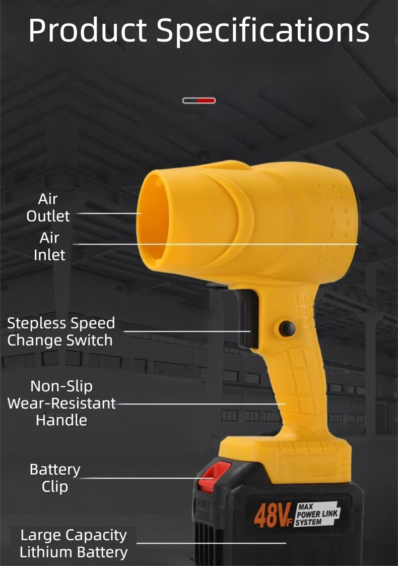 Blue Ultra-High Power Cordless Turbine Air Blower With Lithium Battery & view 7