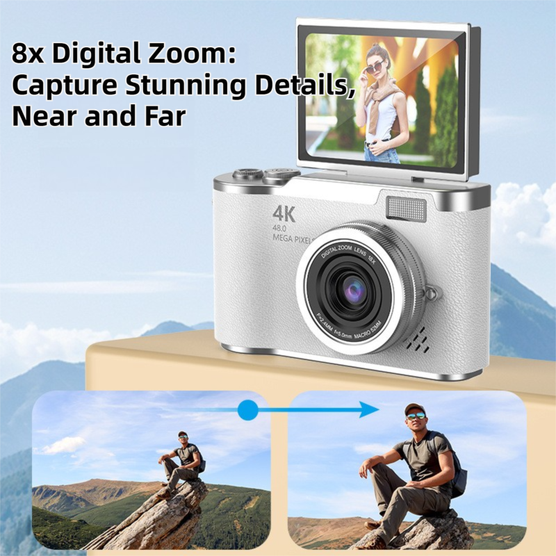 Green 4K Compact Digital CCD Camera for Vlogging & Students - Portable Point view 2