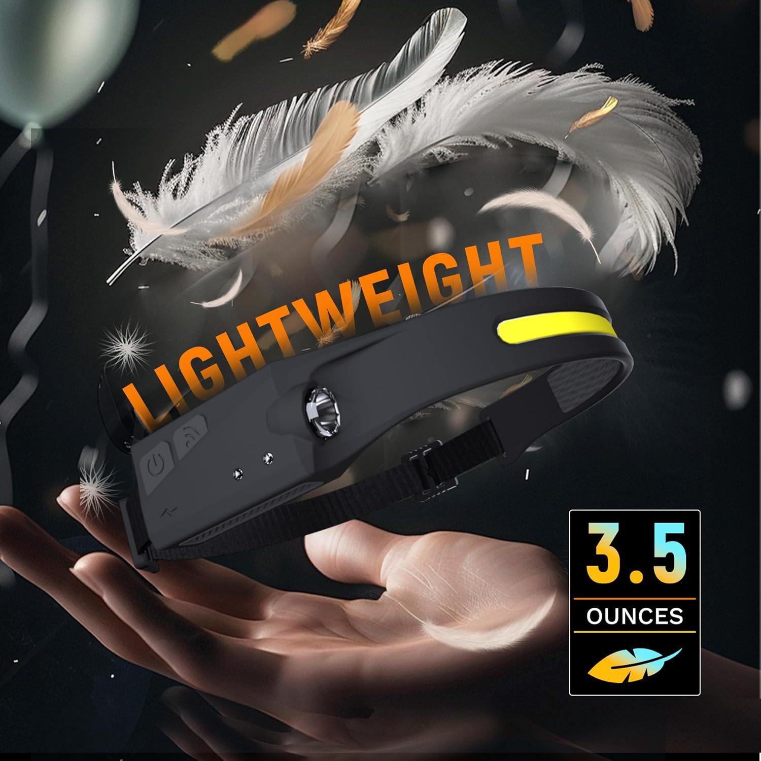 Adjustable High-Lumen Rechargeable COB LED Headlamp - 230° Wide Beam Head view 4