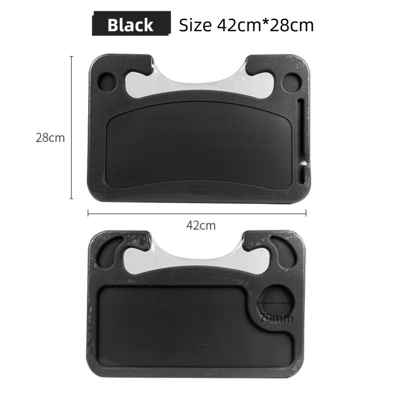Black Multi-Functional Car Steering Wheel Tray - Portable Auto Desk for Eating view 2