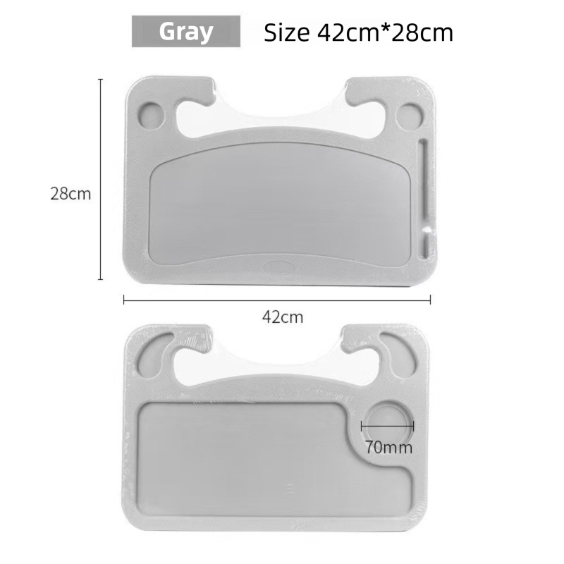 Grey Multi-Functional Car Steering Wheel Tray - Portable Auto Desk for Eating view 2