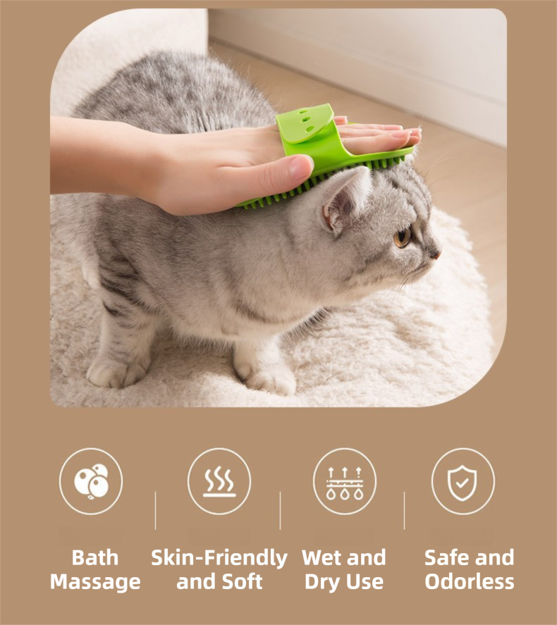 3-Pack Black Multi-Functional Adjustable Silicone TPR Pet Grooming Massage view 4