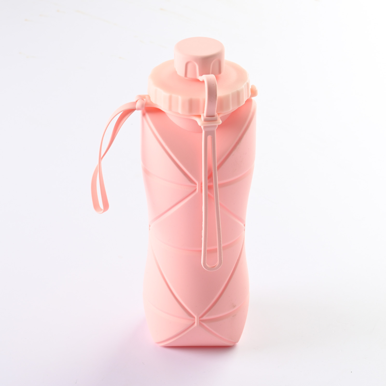 Pink Portable Food Grade Silicone Collapsible Sports Water Bottle 600ML