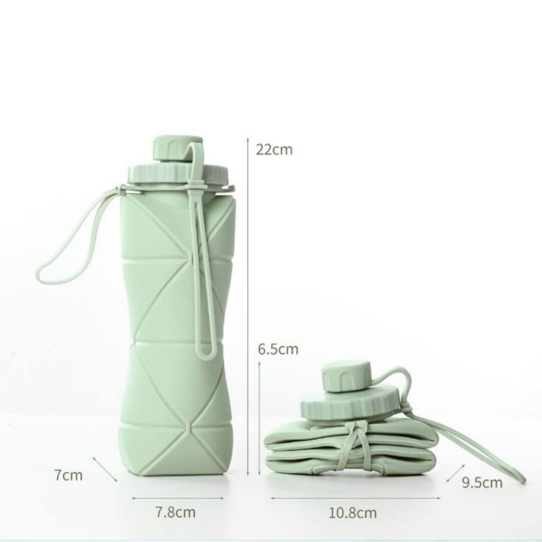Grey Portable Food Grade Silicone Collapsible Sports Water Bottle 600ML view 2
