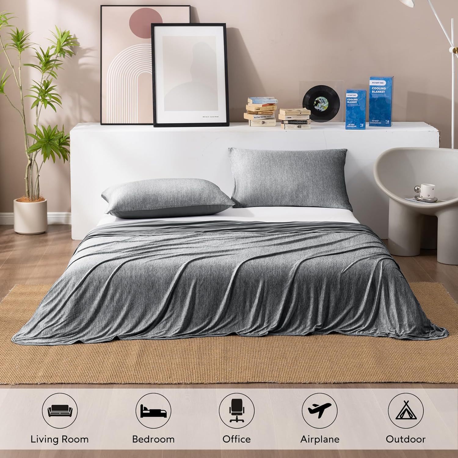 Blue Queen Size 200x150CM Cooling Blanket for Hot Sleepers - Lightweight view 4