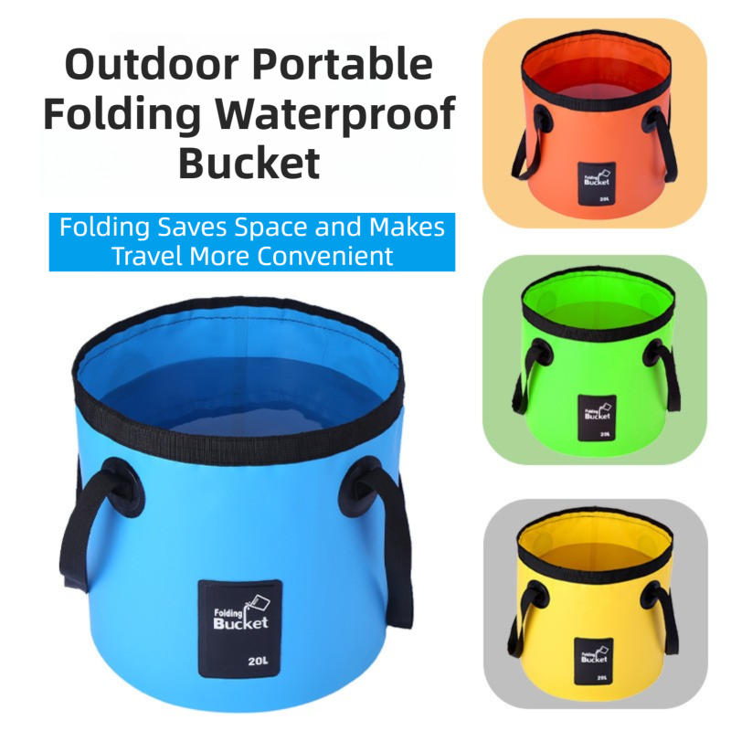20L Blue Outdoor PVC Folding Water Bucket - Portable Fishing Barrel view 2