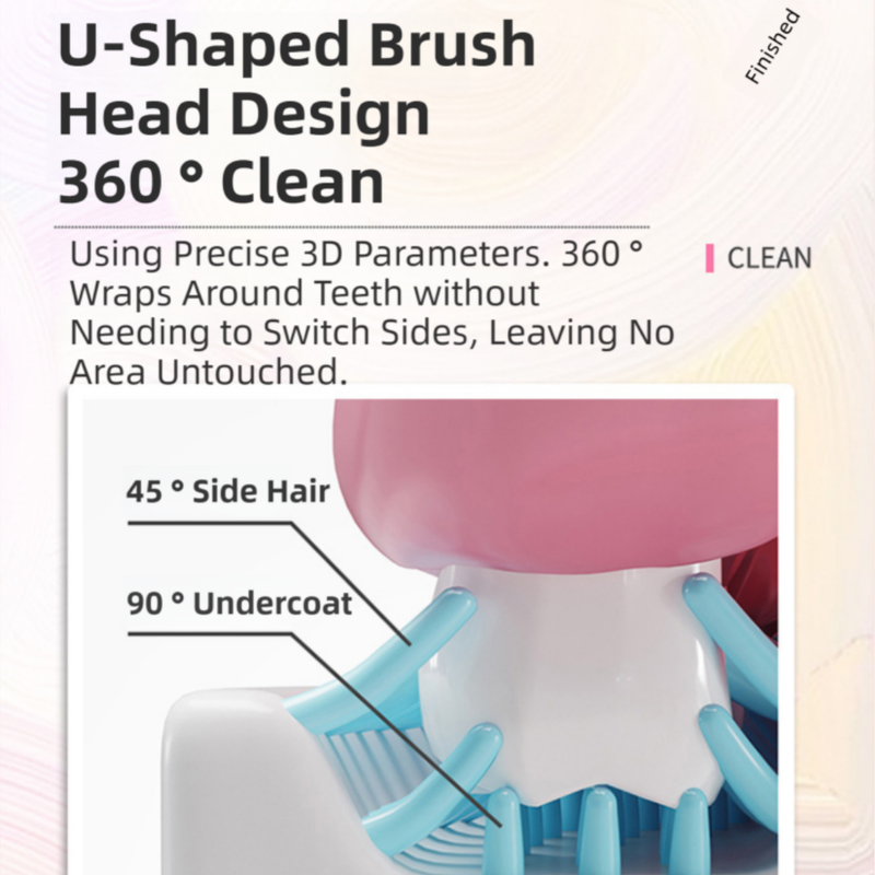 K18 Blue Raccoon 360° U-Shaped Electric Toothbrush Set for Teens/Adults 15 and view 4