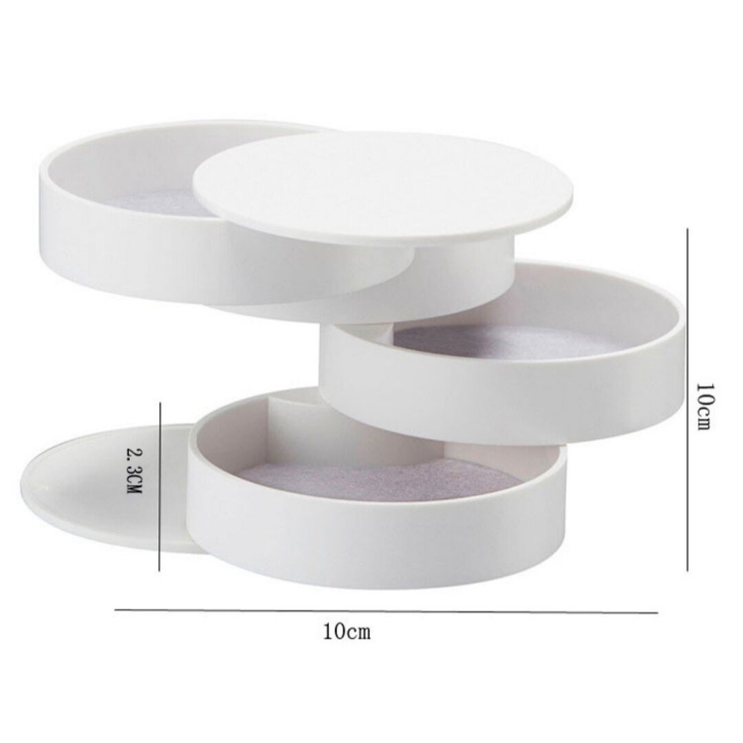 Black 4-Layer Rotating Jewelry Storage Box - Dust-Proof Velvet Lined Organizer view 3