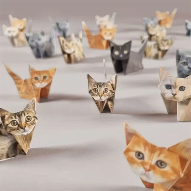 DIY Geometric Origami Kit for Kids Total 100 Sheets - Semi-Finished Cat and view 2