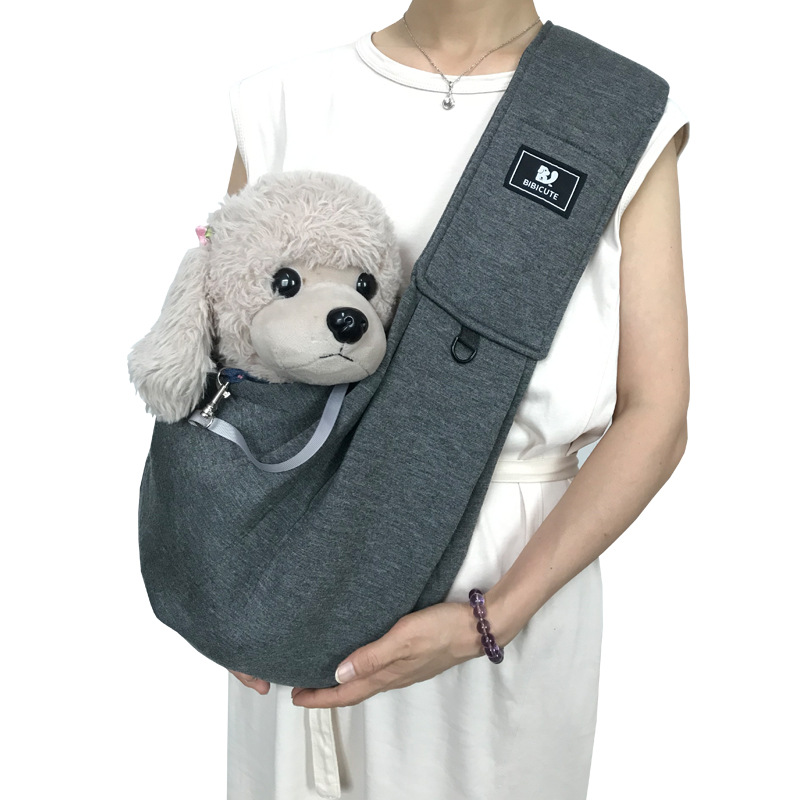 Dark Grey Adjustable Pet Carrier Sling Bag - Comfortable Wide Shoulder Strap