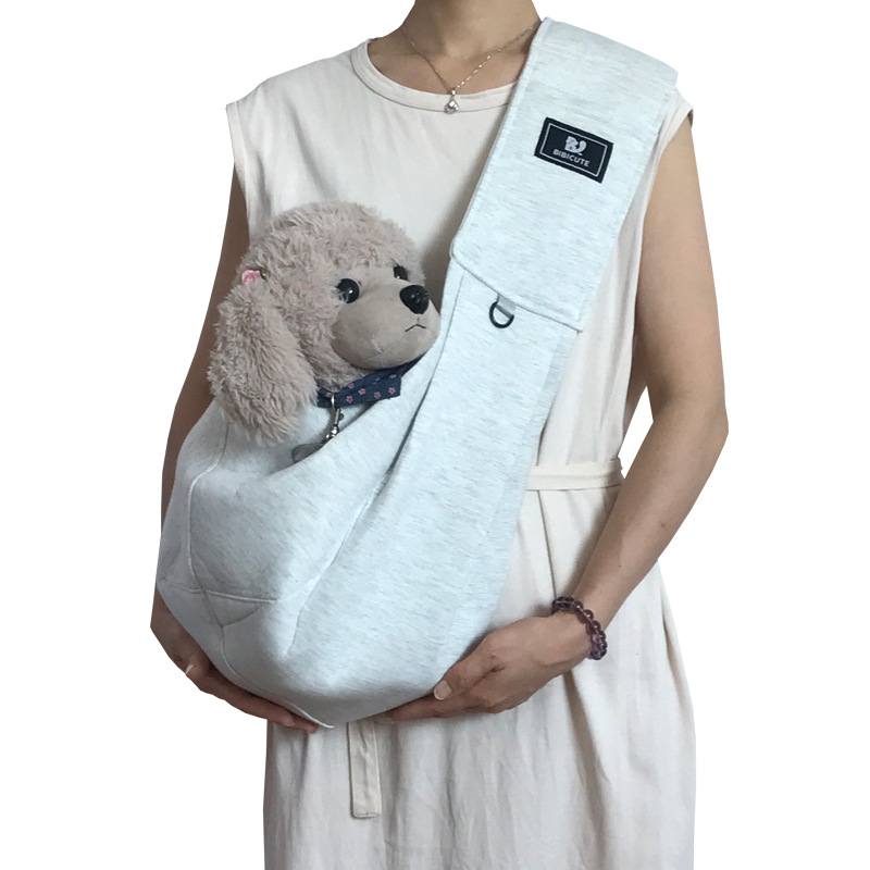 Light Grey Adjustable Pet Carrier Sling Bag - Comfortable Wide Shoulder Strap