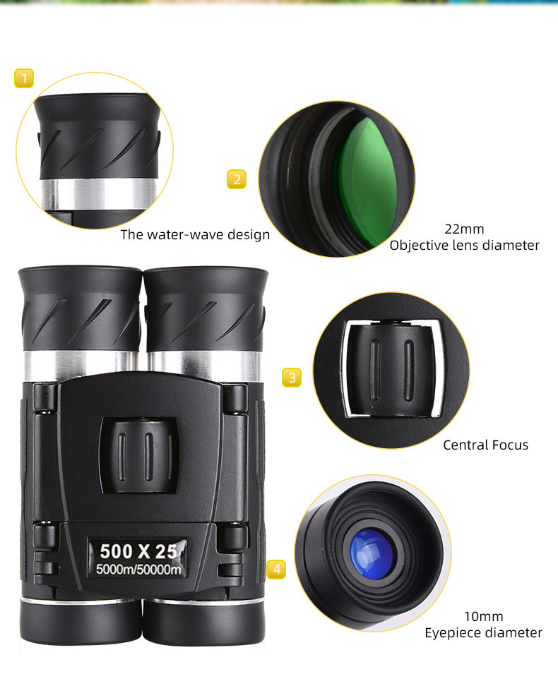 500x25 High Power HD Binoculars - Portable Concert Telescope with Phone view 2