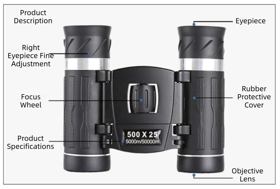 500x25 High Power HD Binoculars - Portable Concert Telescope with Phone view 6