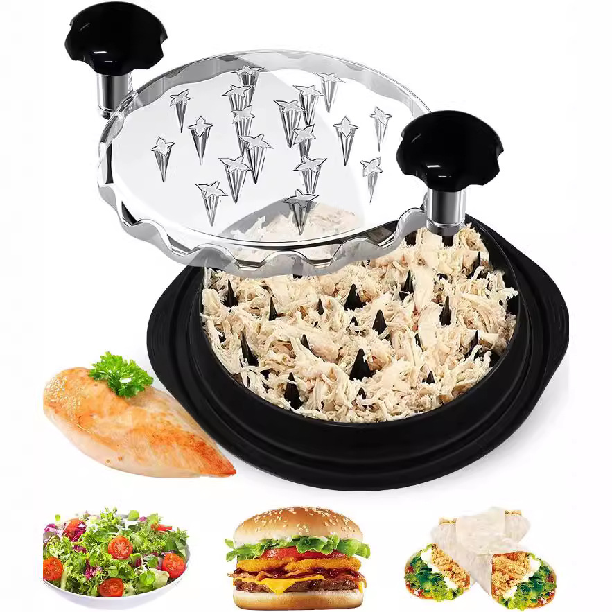 Black Chicken Shredder Machine with Transparent Lid & Brush - Manual Meat view 2