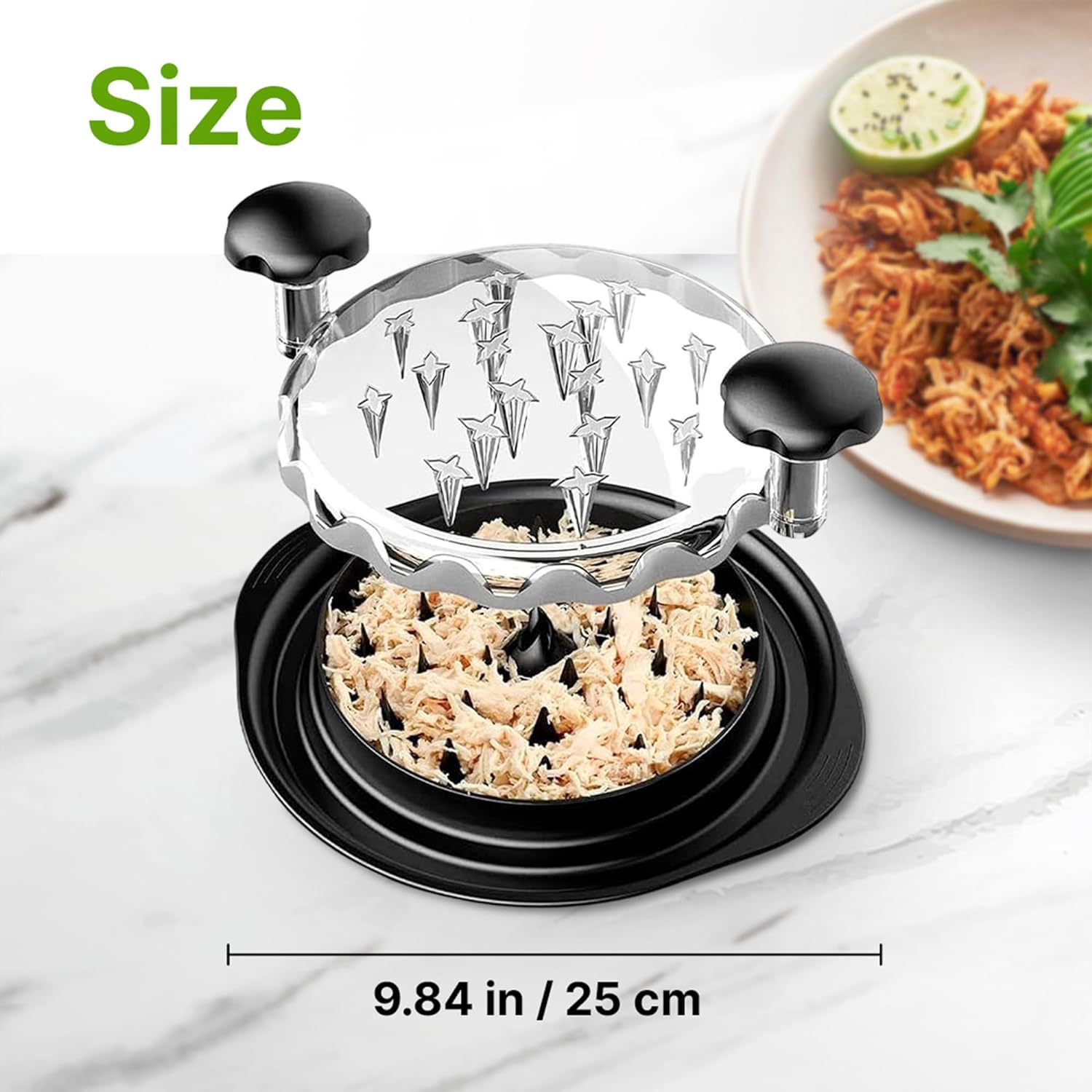 Red Chicken Shredder Machine with Transparent Lid & Brush - Manual Meat view 8