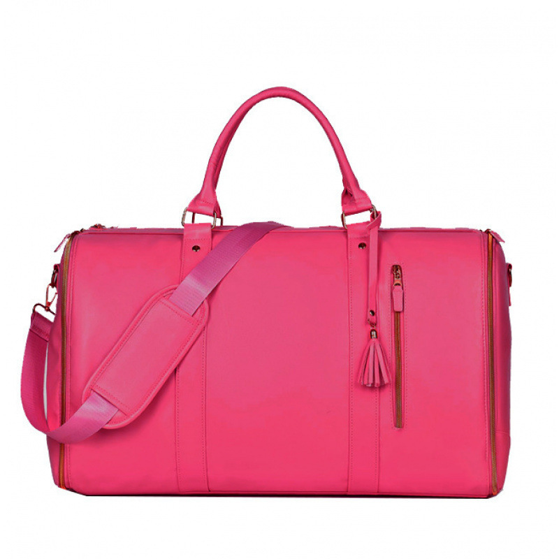 Rose-Red 56-75L Large Capacity Foldable Garment Duffel Bag with Shoe Pouch