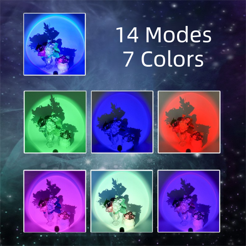 Gradient Rainbow 7-Color Sunset Projection Lamp - Creative USB Retro view 4