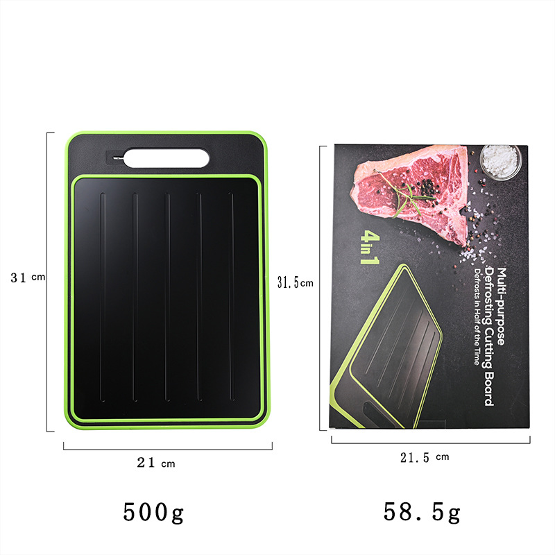 Black-Green Aluminum Fast Thawing Dual-Sided Cutting Board(31x21CM)