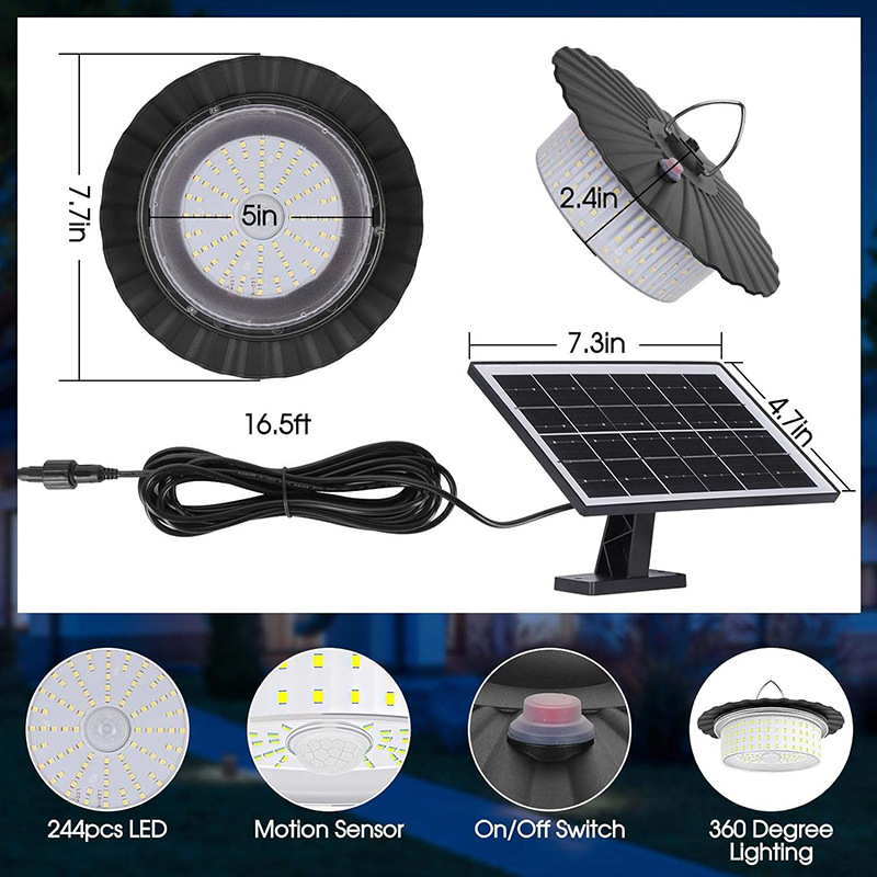 244 LED Solar Motion Sensor Pendant Light - IP65 Waterproof Barn/Patio Light view 3