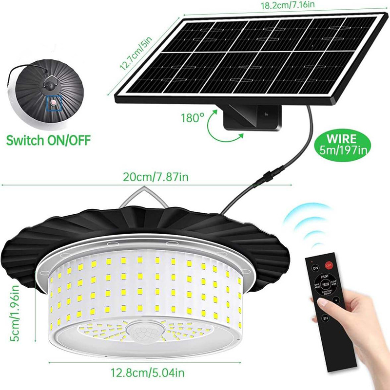 244 LED Solar Motion Sensor Pendant Light - IP65 Waterproof Barn/Patio Light view 7