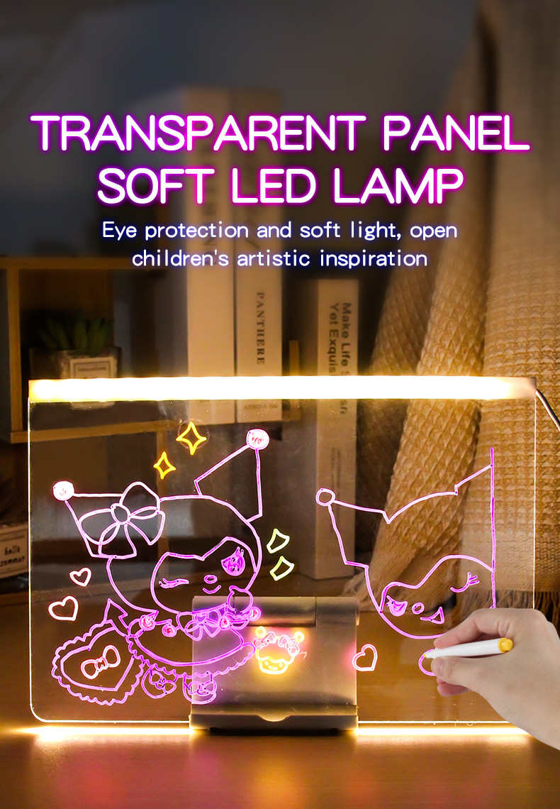30x20CM LED Light-Up Tracing Doodle Board with 10 Brushes - Erasable view 3