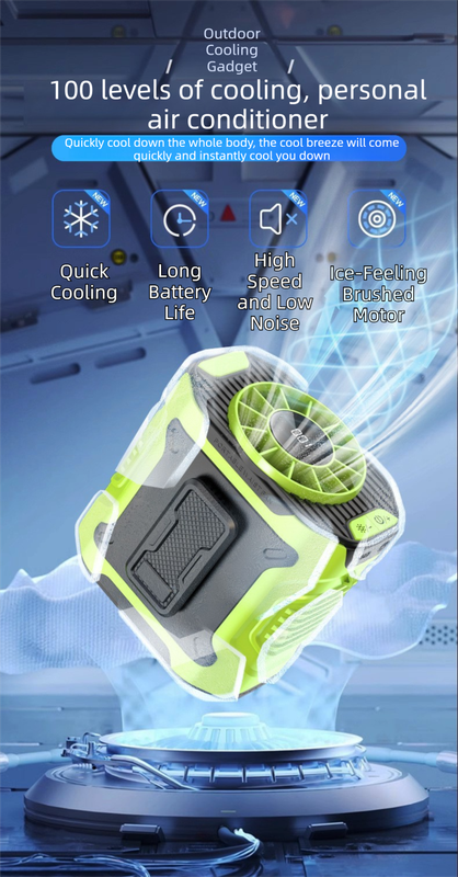 Orange Portable Waist Fan - Construction Site Cooling Solution with 360° Turbo view 2