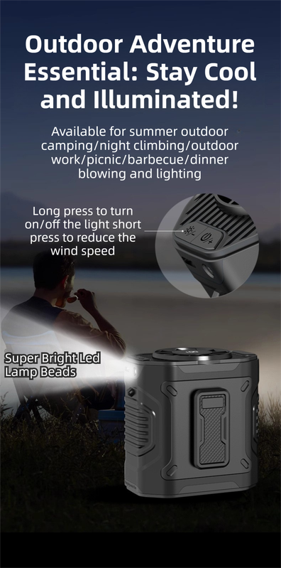 Dark Green Portable Waist Fan - Construction Site Cooling Solution with 360° view 7