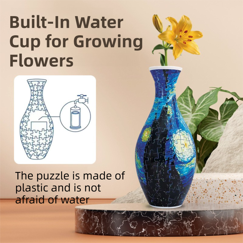 160 PCS Autumn 3D Puzzle Vase - DIY Interlocking Flower Vase Kit view 3